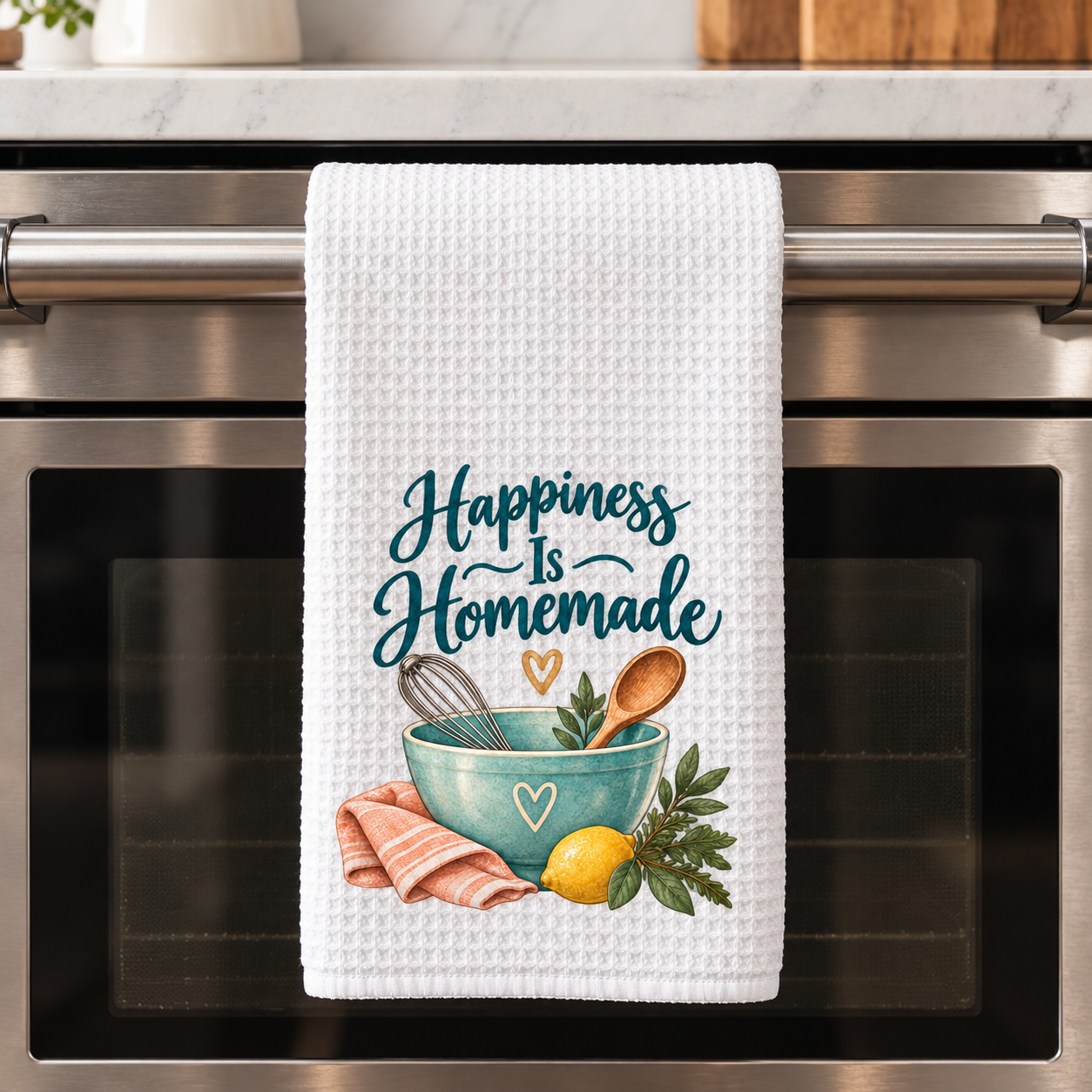 Happiness Is Homemade Waffle-Weave Kitchen Towel product photo